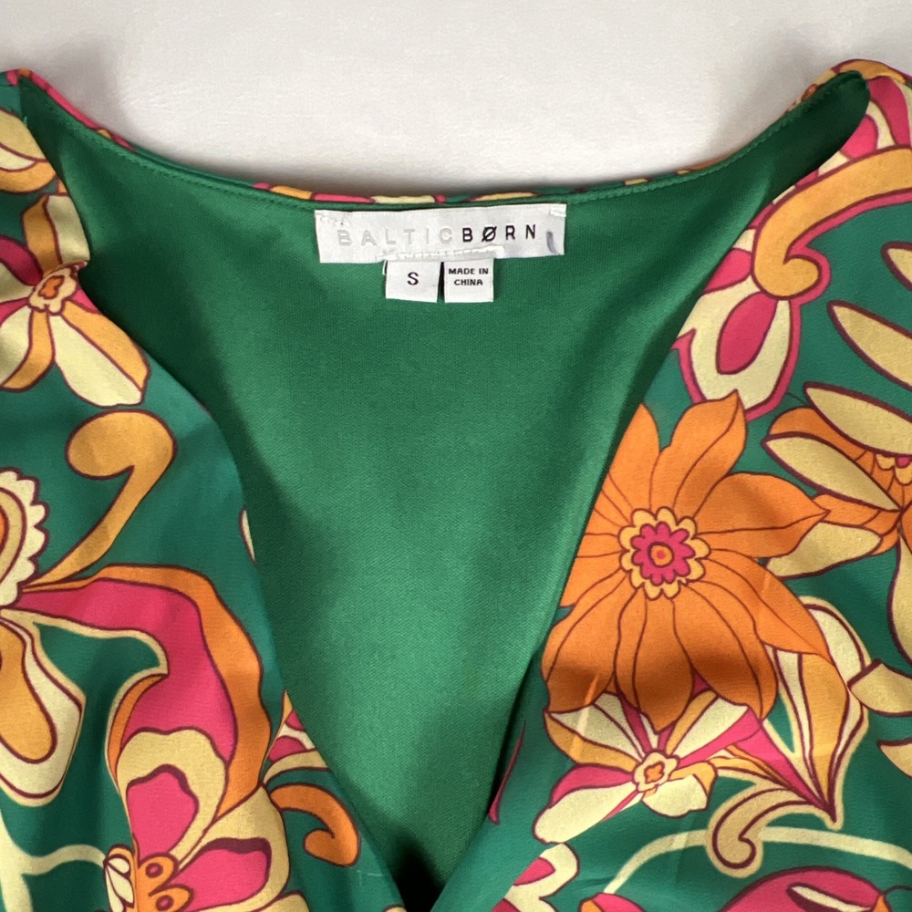 Baltic Born Newark Floral Mini Dress Multicolor Boho Retro Chiffon Small - Picture 4 of 12